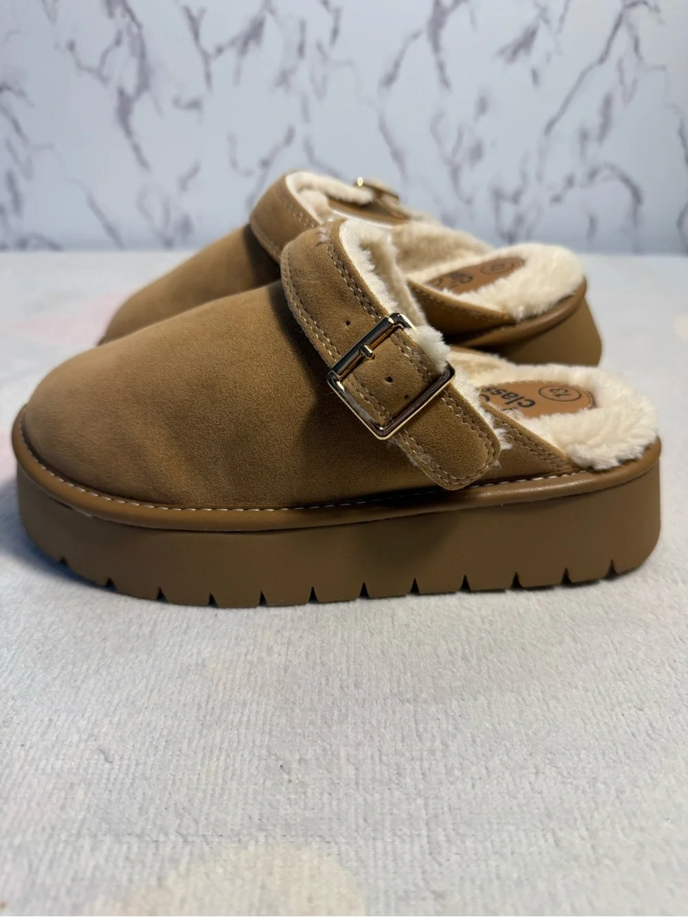 Art Class Kids Paisley Cozy Clogs Size 13 Tan/Cream